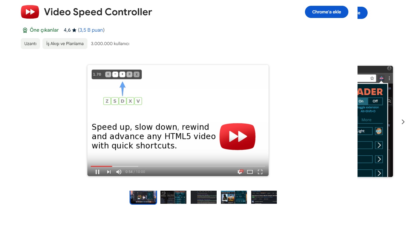 Video Speed Controller Eklentisi